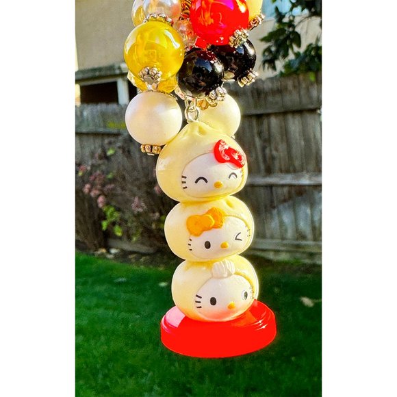Hello Kitty Kawaii Dumpling Stack Keychain Purse Bag Charm - Picture 2 of 8